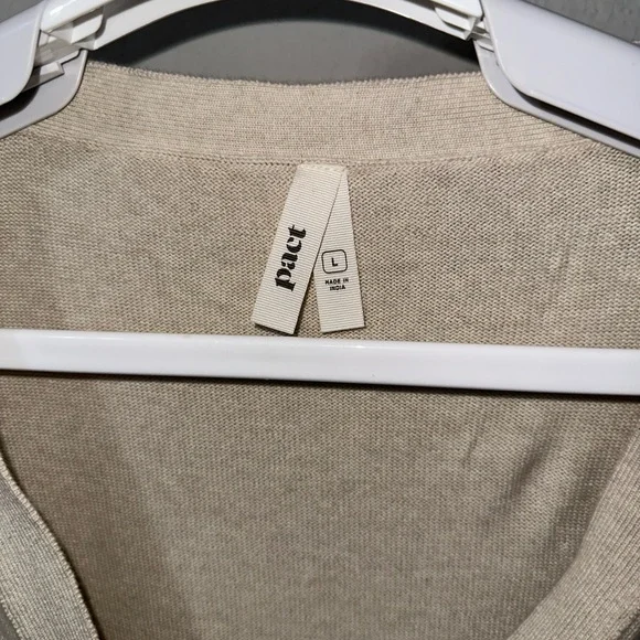 Pact Classic Fine Knit Cardigan - Sandshell Heather Large - Picture 4 of 8